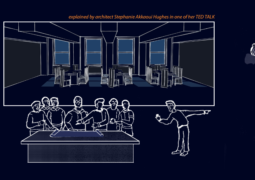 Architect Stephanie Akkaoui Hughes explaining the paradigm shift in architecture during a TED Talk.