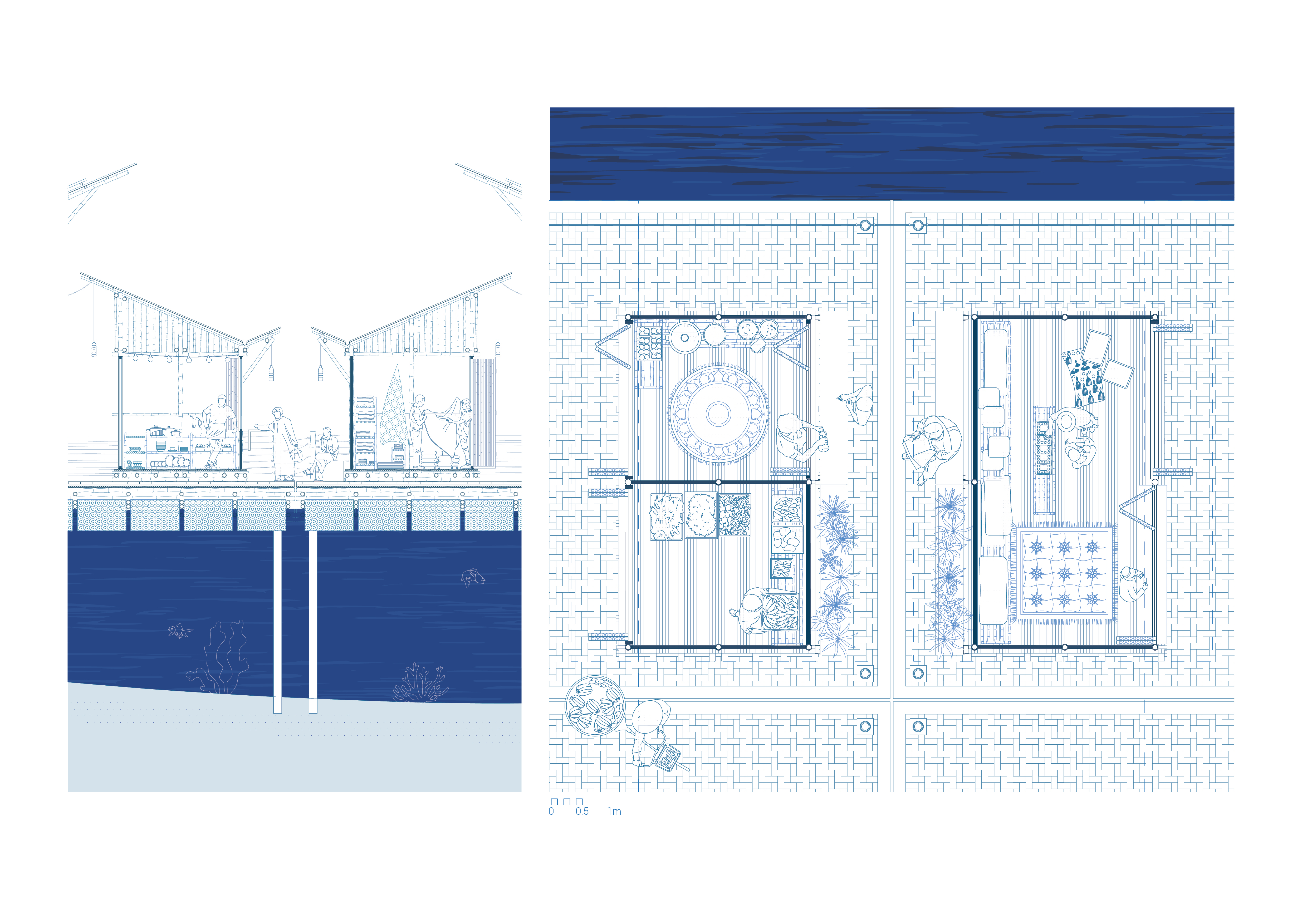 Modular design with sustainable materials and systems.