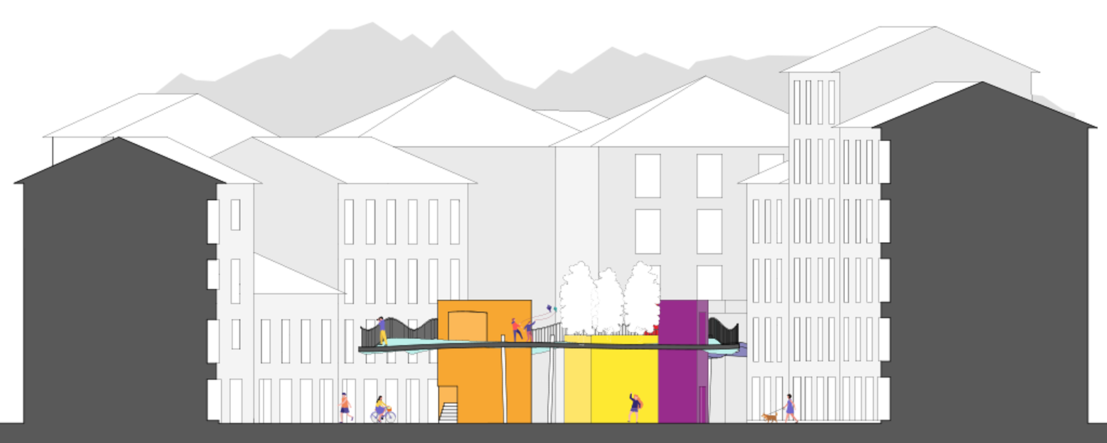Sectional View: An innovative architectural approach to creating multifunctional urban hubs
