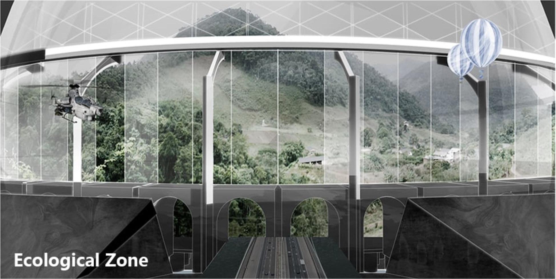 Lush greenery and sustainable technology within the Ecological Zone, ensuring a balance between nature and urban living.