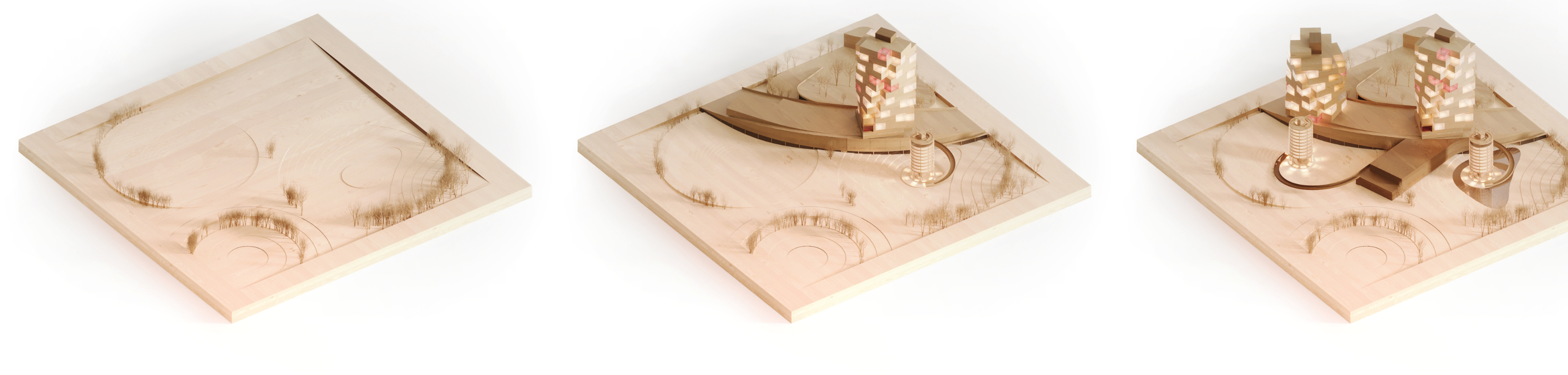 Concept Evolution: Design stages showcasing ecological and architectural progression.