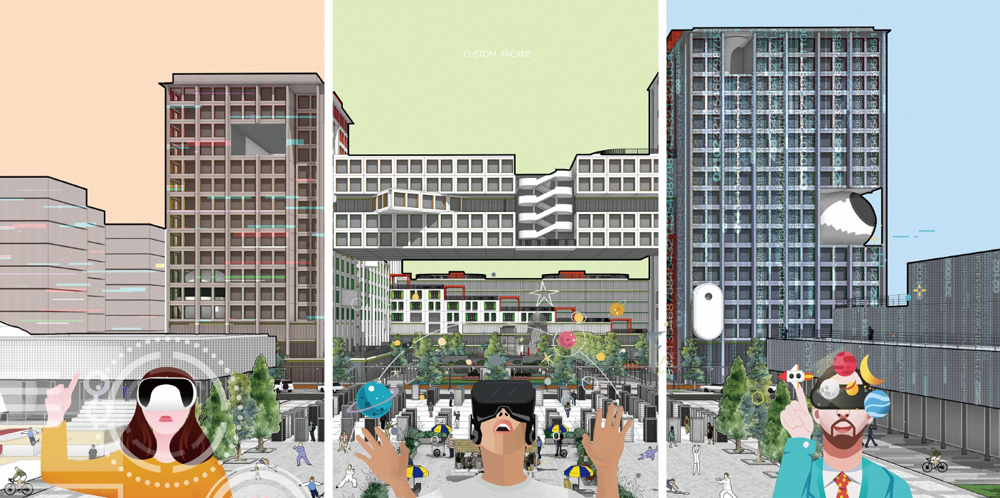 A conceptual rendering of the futuristic smart city, blending architectural innovation with vibrant public spaces.