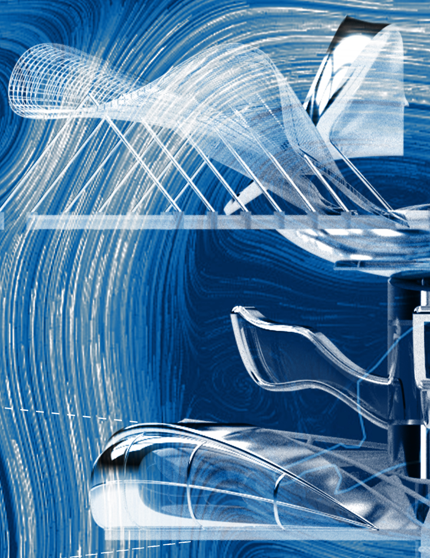 Kelp-Inspired Structures: Biomimetic design inspired by kelp plants and bull sharks, blending functionality with marine aesthetics.