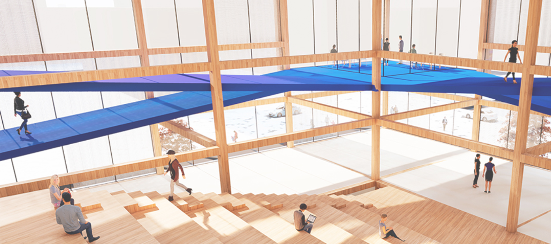  Innovative architectural elements designed for interaction and movement.