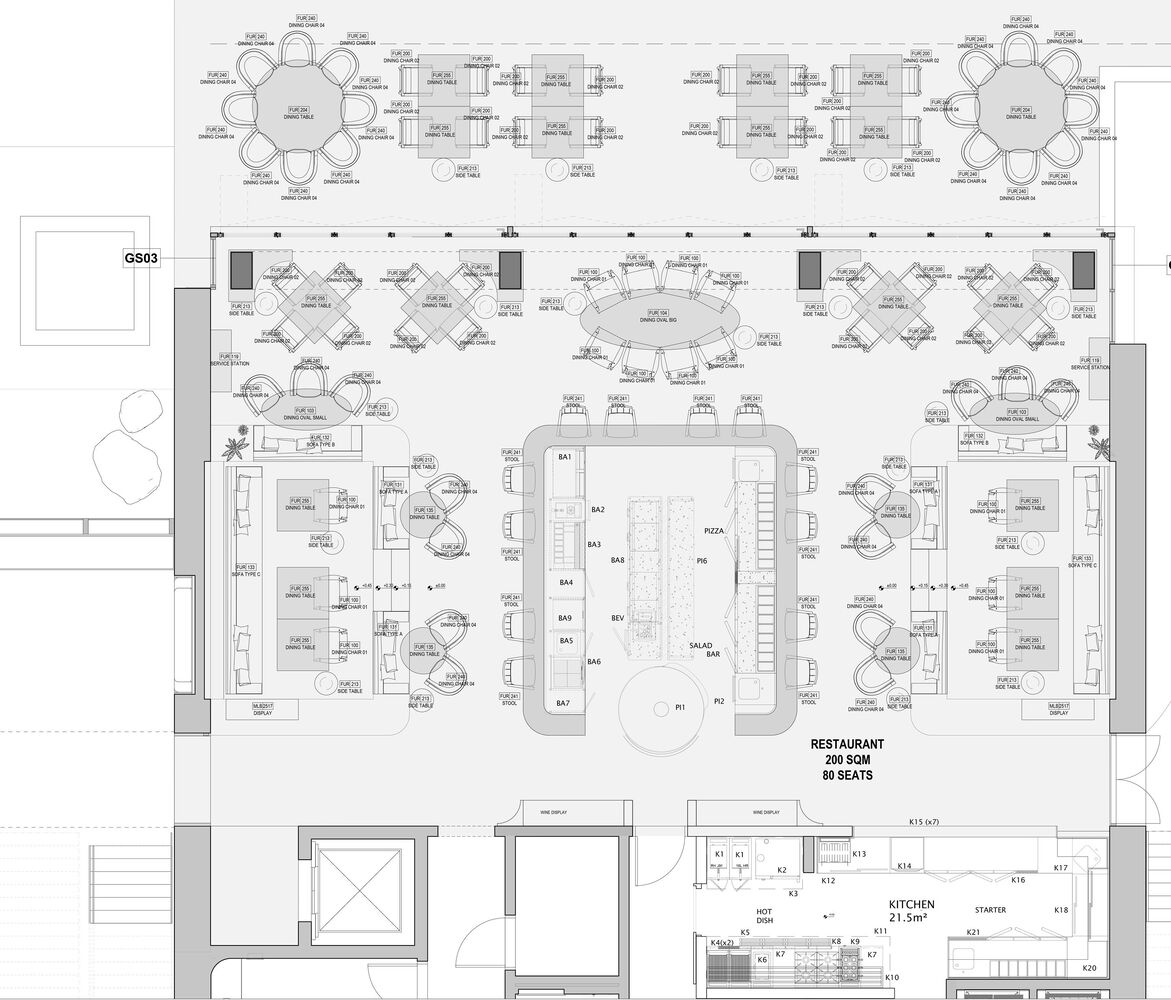 Ilios full site plan: ground and first floors with surrounding landscape and pool area