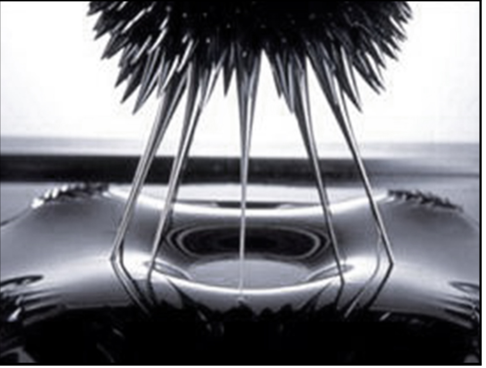 An experimental demonstration of ferrofluid reacting to magnetic fields, the basis of fluid architectural dynamics.