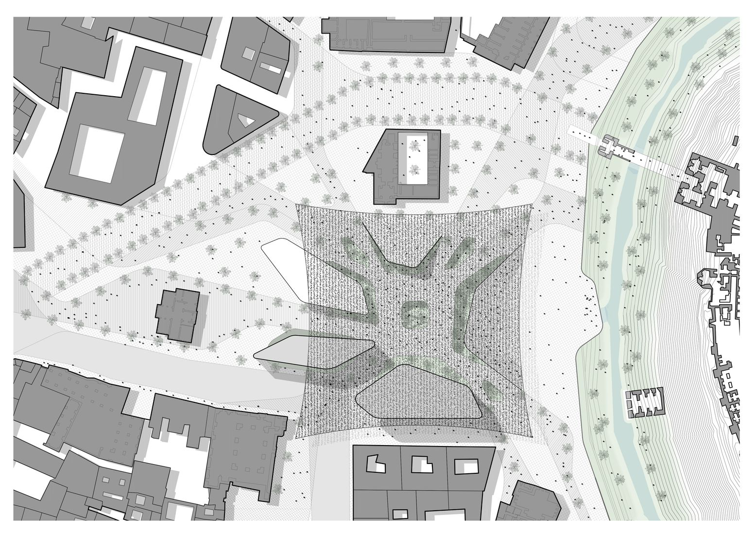 Detailed site layout capturing the thoughtful integration of modern design with historical surroundings.