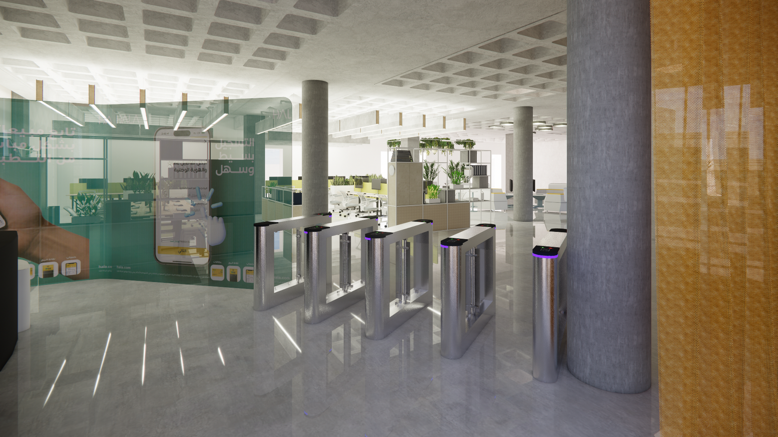 Inviting Breakout Zones: Ergonomic furniture and lush greenery foster relaxation and informal brainstorming.