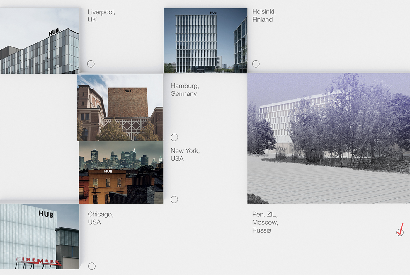 Hustle Hub branches: Global hubs designed to empower and inspire, from Liverpool to Moscow.