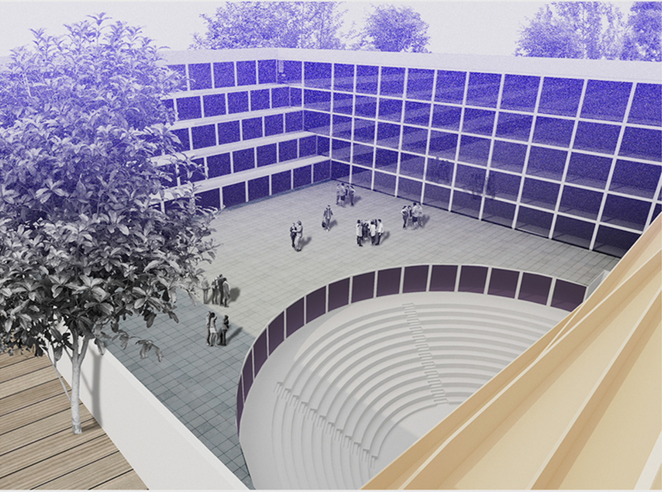 Courtyard at Hustle Hub: A dynamic blend of innovation, collaboration, and leisure.