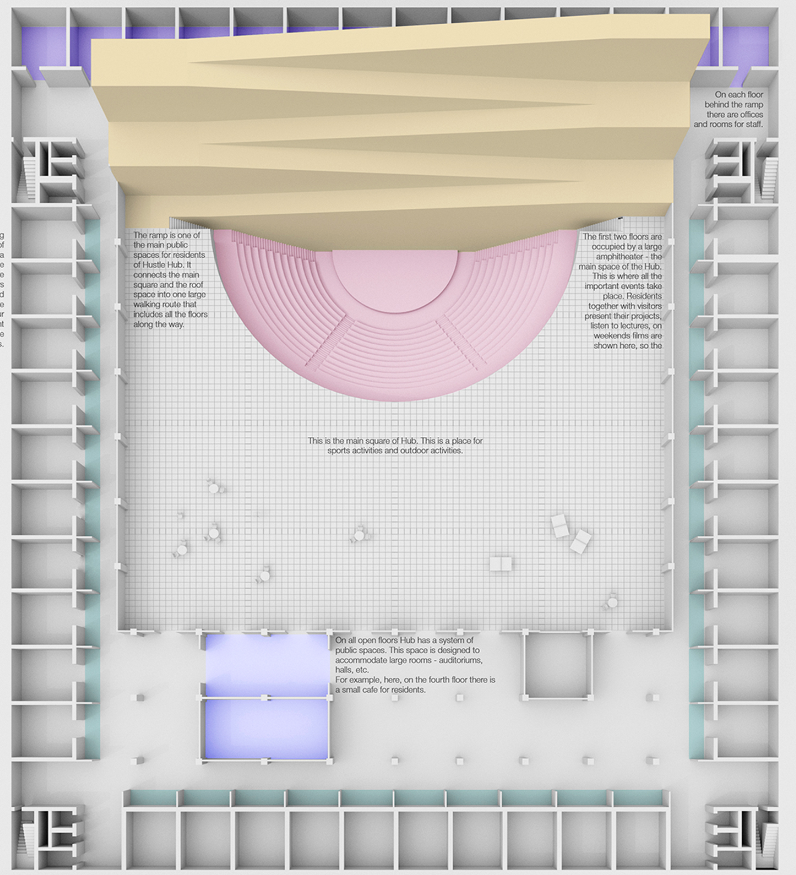 Hustle Hub floor plan: Thoughtfully designed for community engagement and personal growth.