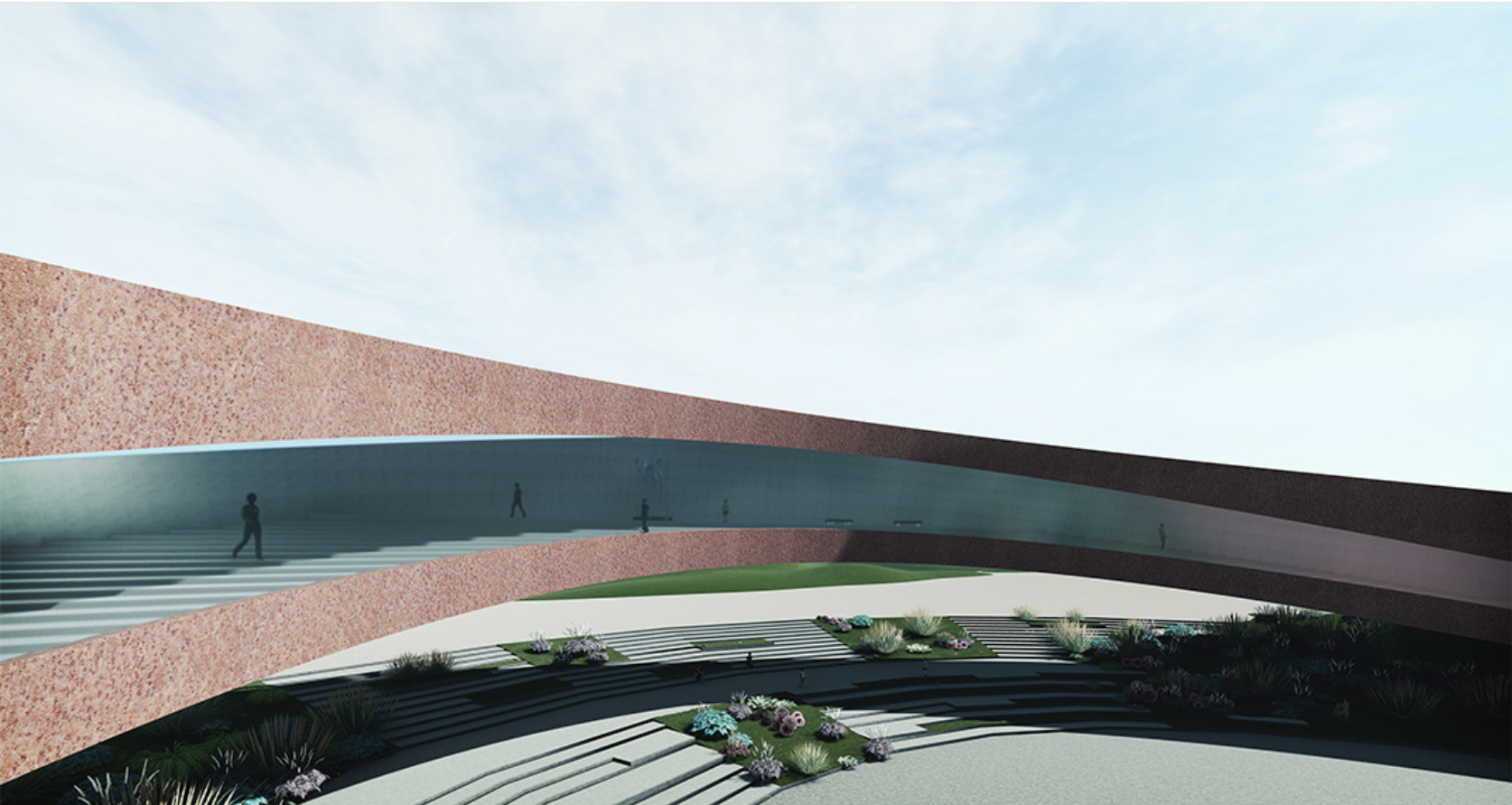 A seamless fusion of sustainability and cultural storytelling, this curved architectural marvel embodies renewal and environmental harmony.