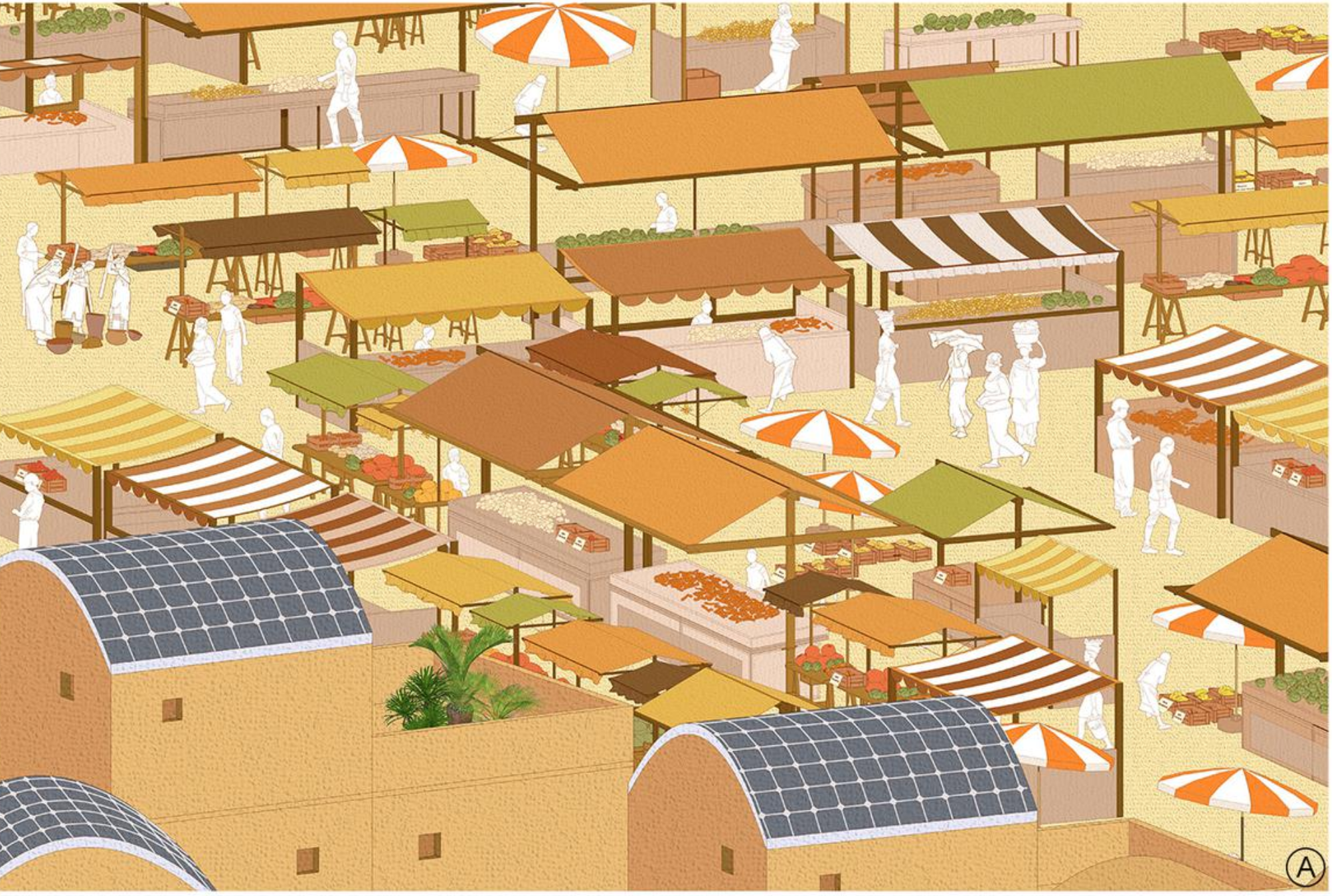 Detailed floor plans depicting multifunctional living spaces integrating cultural elements and sustainability.