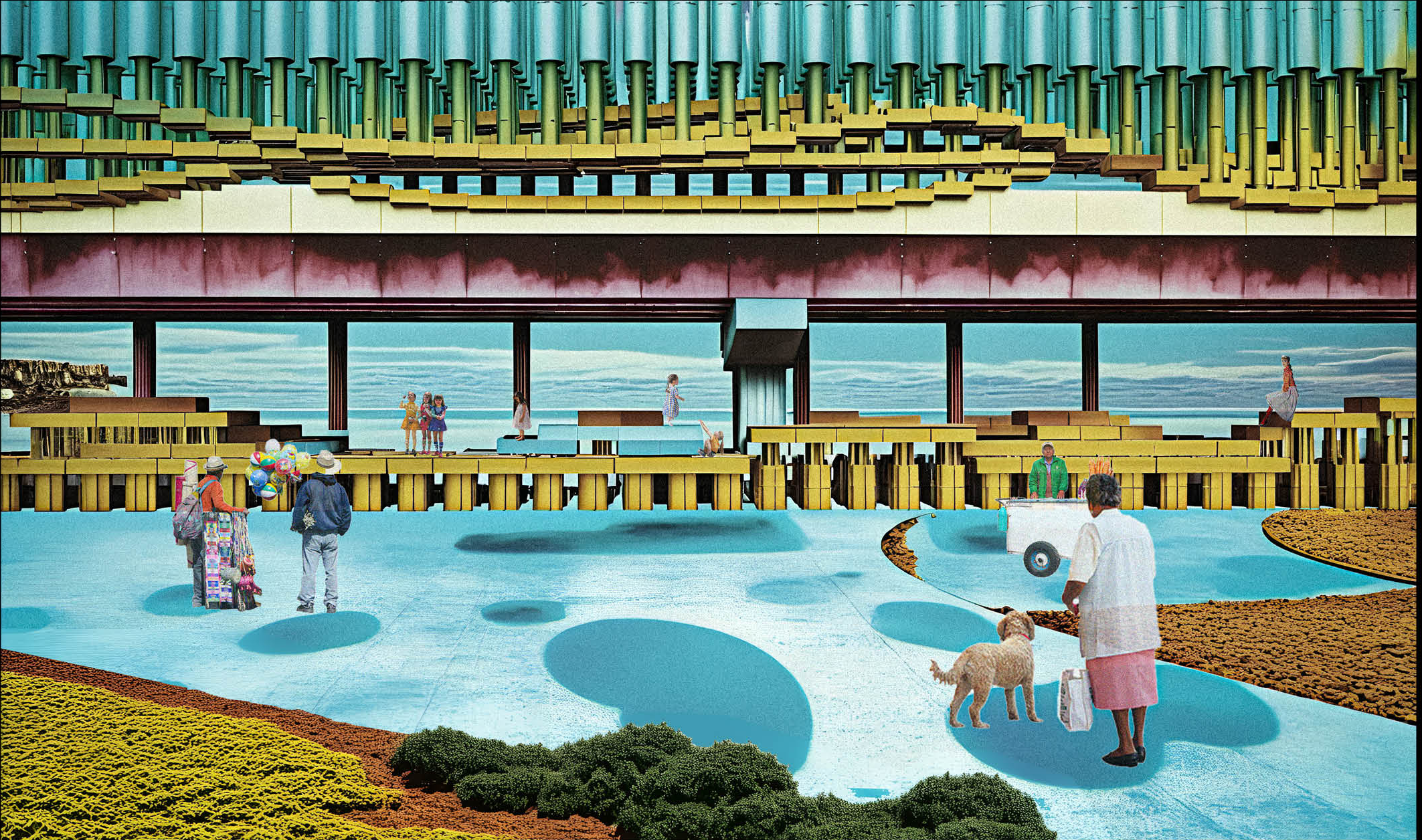 A flexible, open forecourt fostering connections and various cultural or personal engagements.