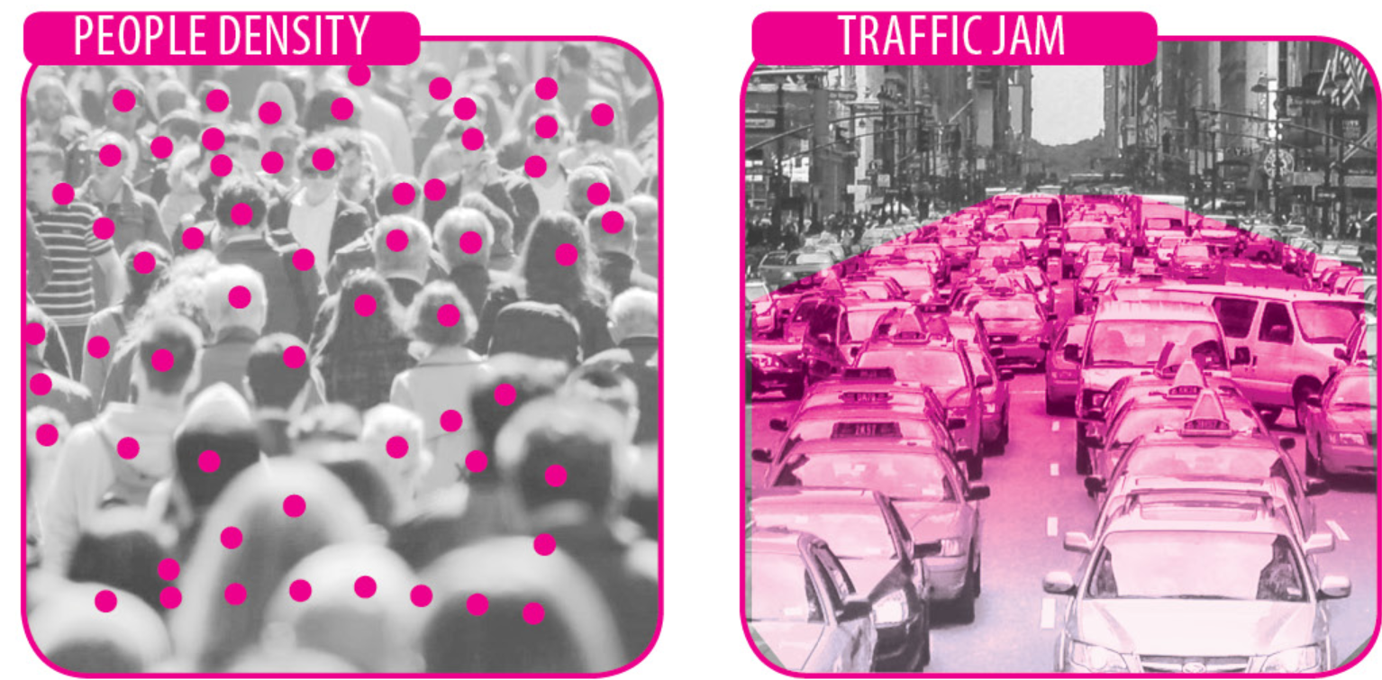 Traffic Jam: Highlighting urban congestion, a stress-inducing factor mitigated by the Metro Bowl designs.