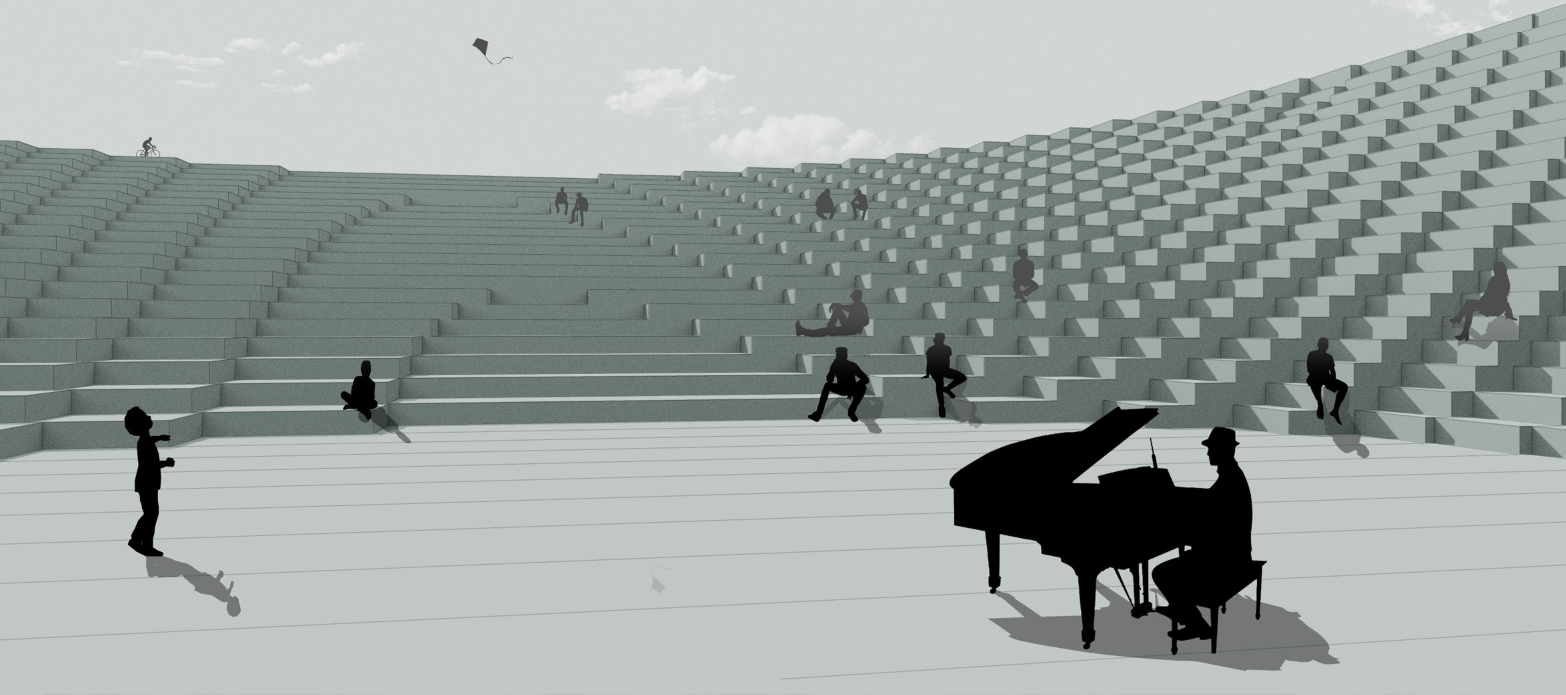 Creative Spaces: The amphitheater within The Void, fostering interactions and performances in a harmonious setting.