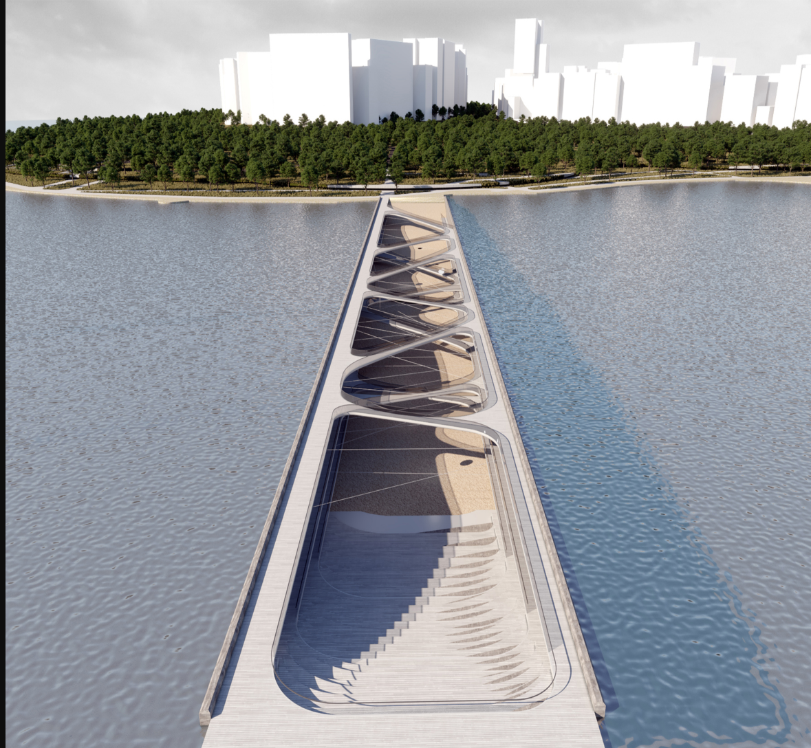Main Pier Perspective: A seamless interface between land and water, showcasing innovative spatial design.