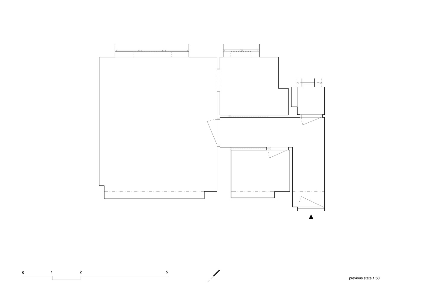 Floor plan drawing showing the layout of a residential unit before renovation