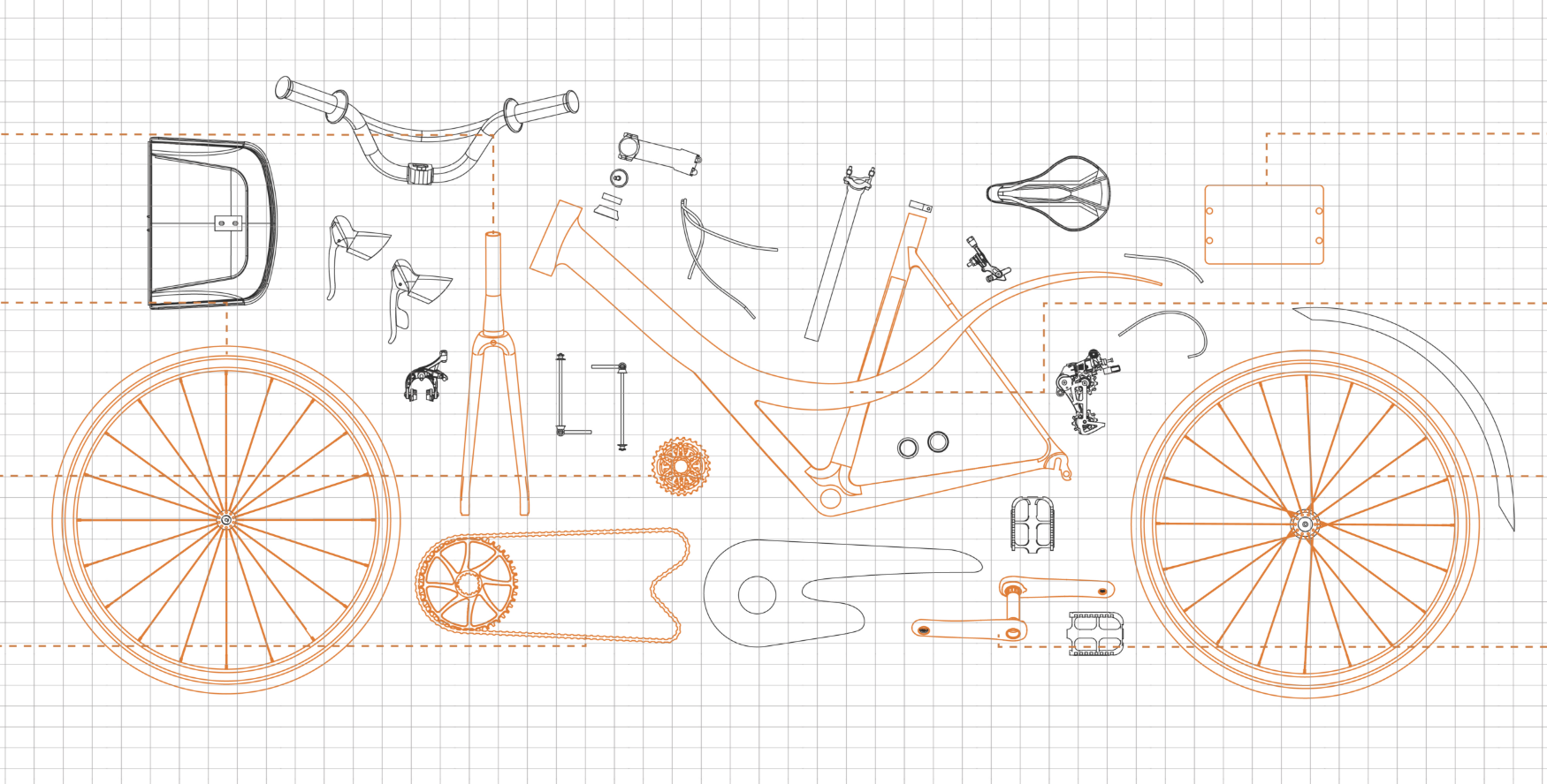 Bicycle Anatomy for Recycling: Deconstructed bike components repurposed for innovative urban furniture designs.
