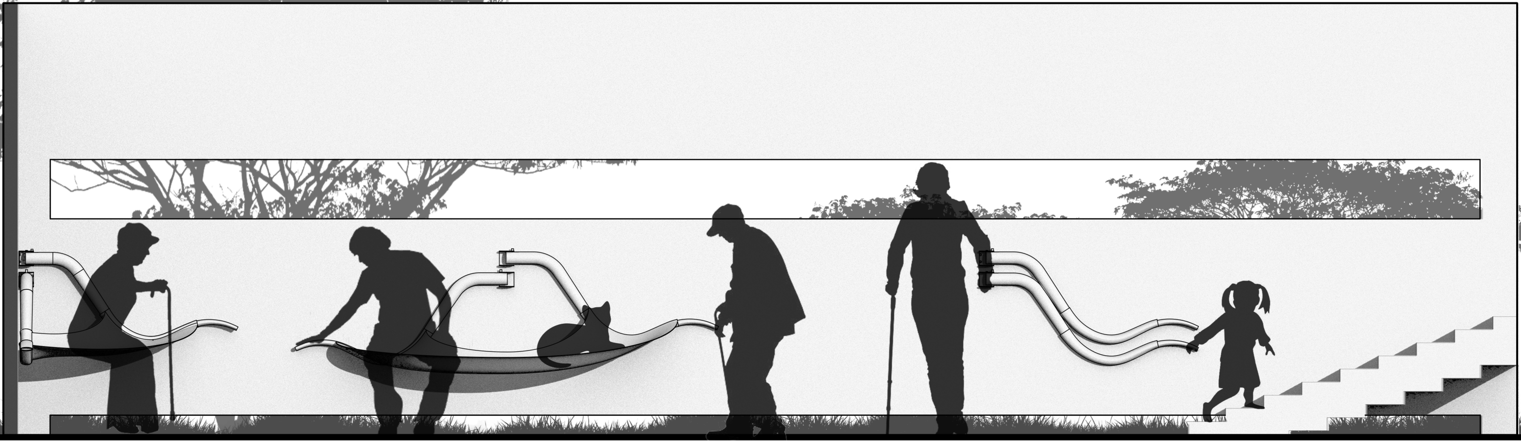 Barrier-Free Bench Concept: Innovative urban furniture that ensures accessibility for all pedestrians.