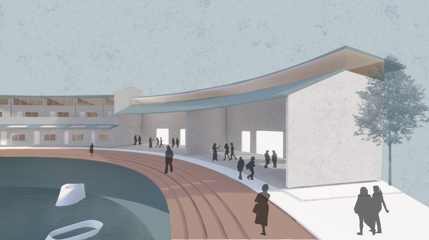 A multifunctional space for community interactions and floodwater management during dry periods.