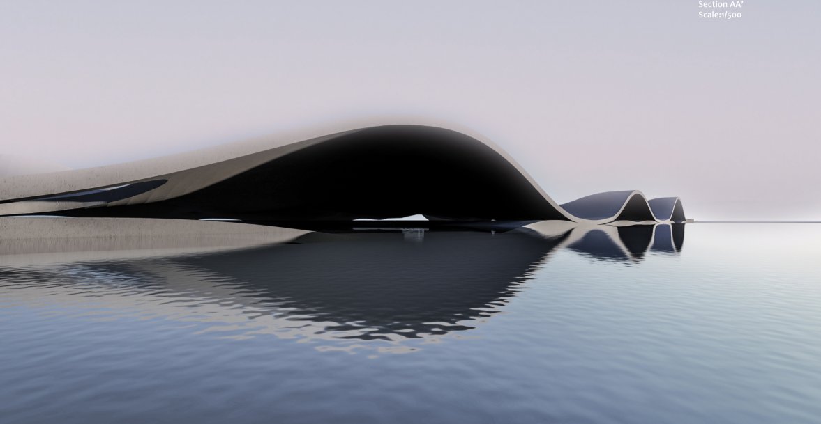 Architectural Waves: Fluid architectural design inspired by the contours of water and land.