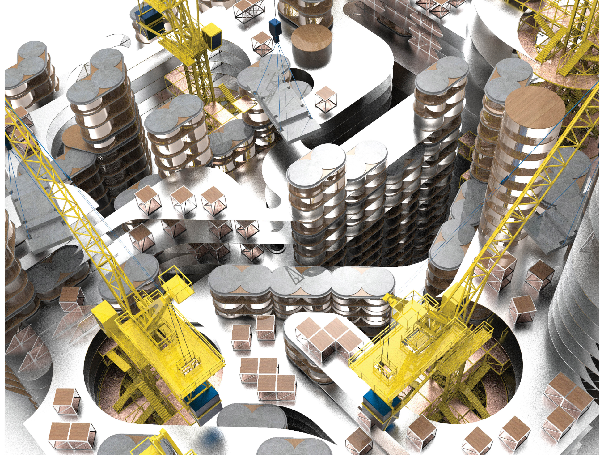 A bird’s eye view of the assembly process within Crane Hub.