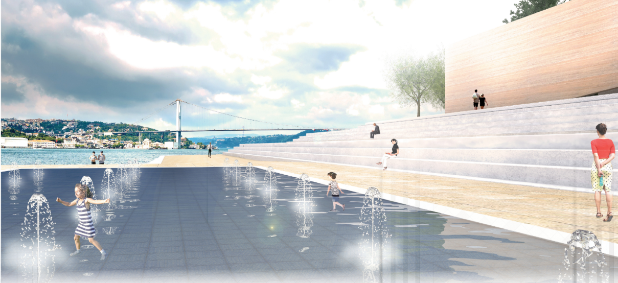 Interactive Water Feature – A playful water installation along the Bosphorus waterfront.