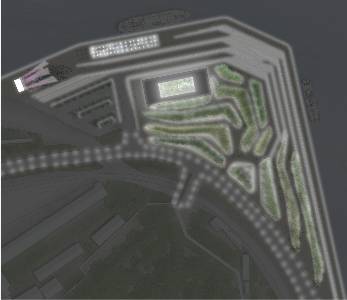 Lighting Plan of Pumakalle Park – A futuristic nightscape illuminating the park’s pathways.
