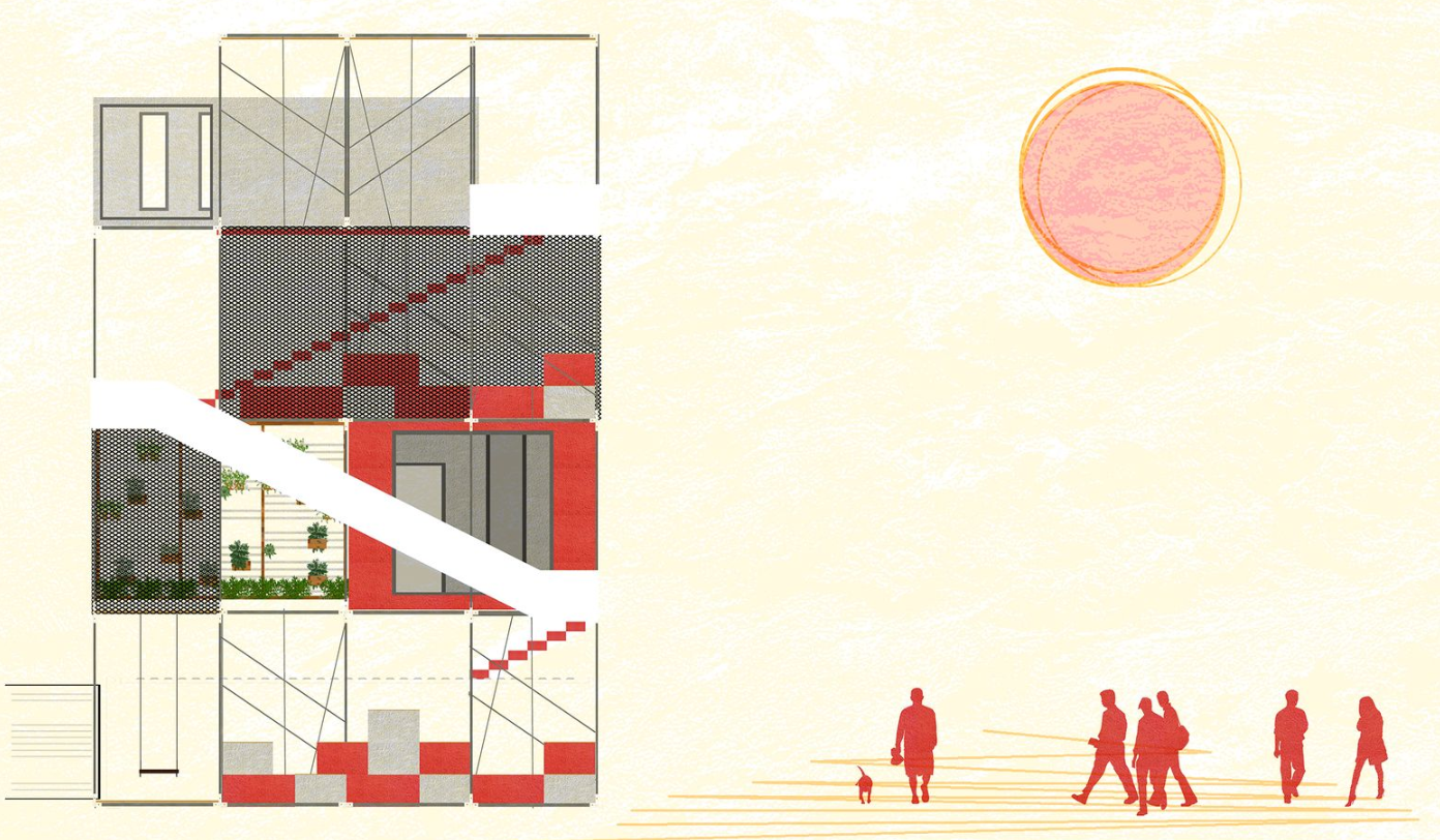 Sectional View – A layered perspective showcasing the modular design of CUBE(ish).