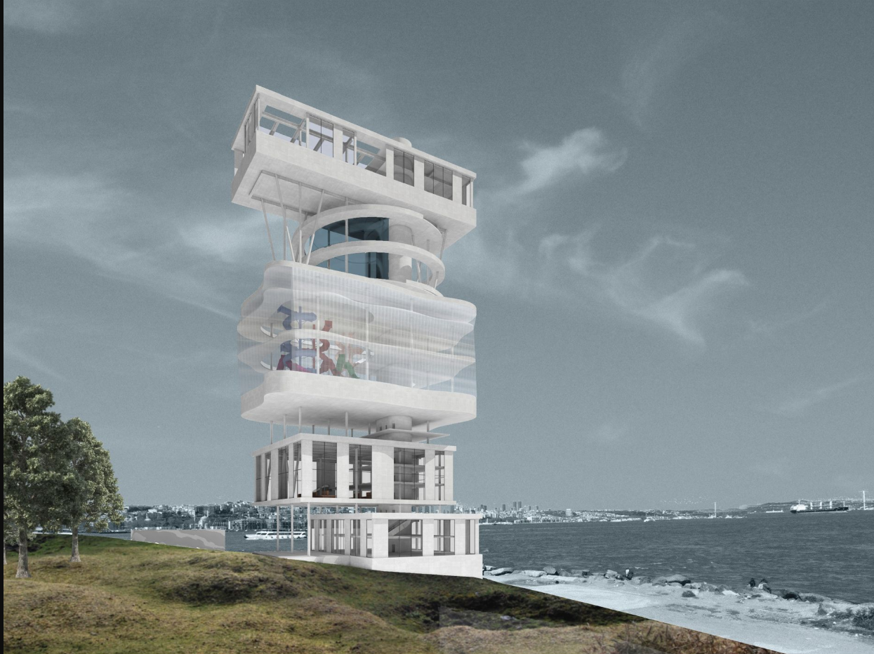 Futuristic Water Tower – A visionary architectural design integrating sustainability with urban innovation.