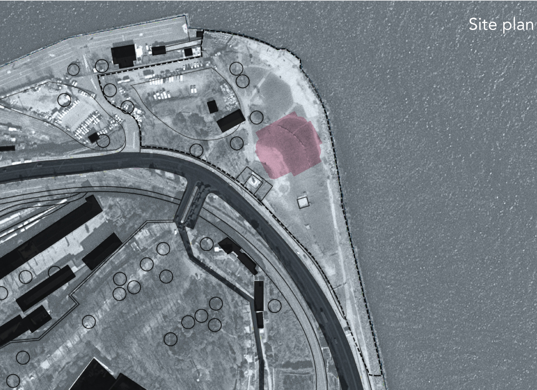 Site Plan Integration – The Water Tower’s strategic coastal location, blending with the environment.