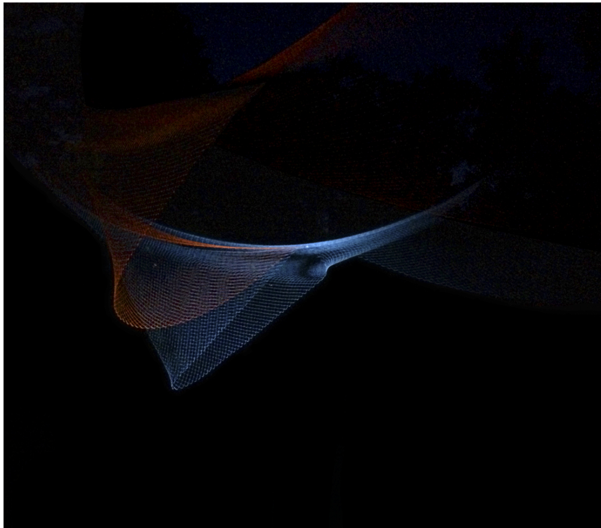 Night Glow: The intricate web of nets illuminated in the darkness.