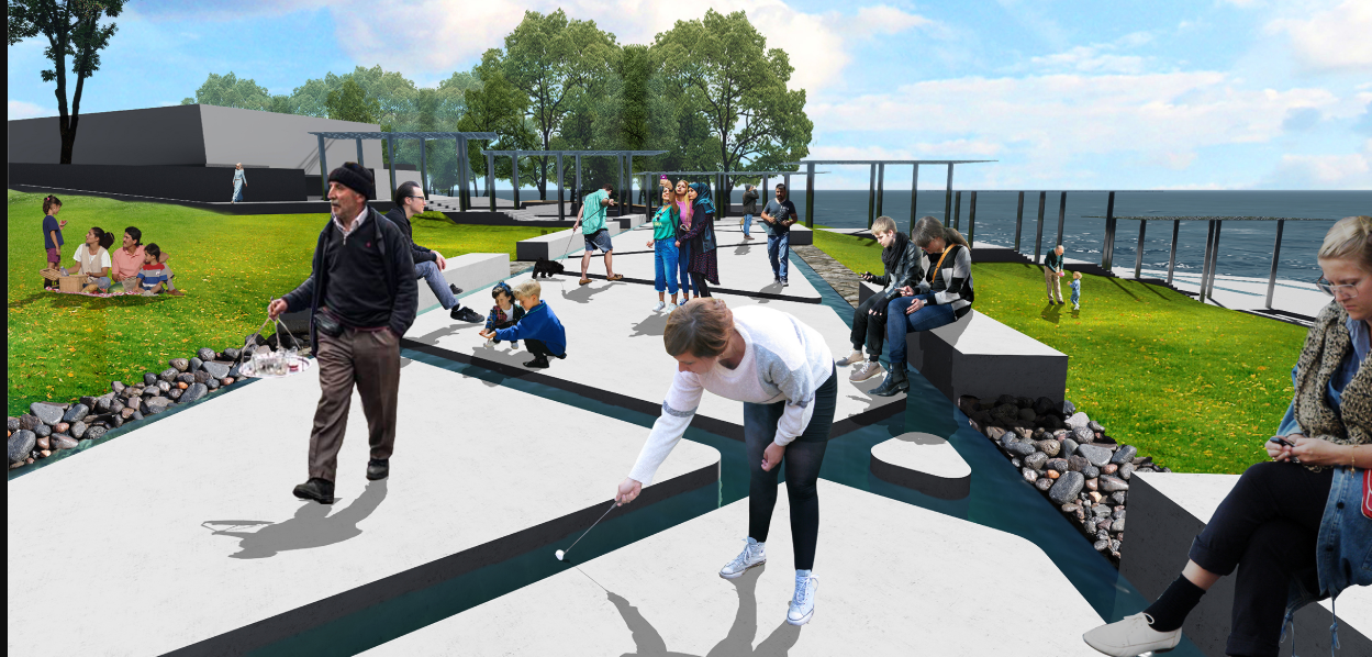 Interactive Water Channels – Visitors engage with the water filtration process in a hands-on, educational experience.