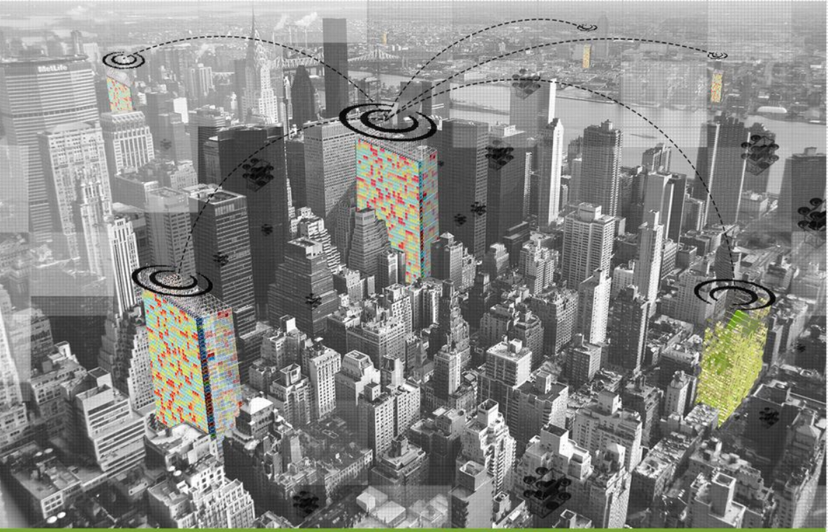 A vision of adaptable parking towers integrated into Manhattan’s skyline.