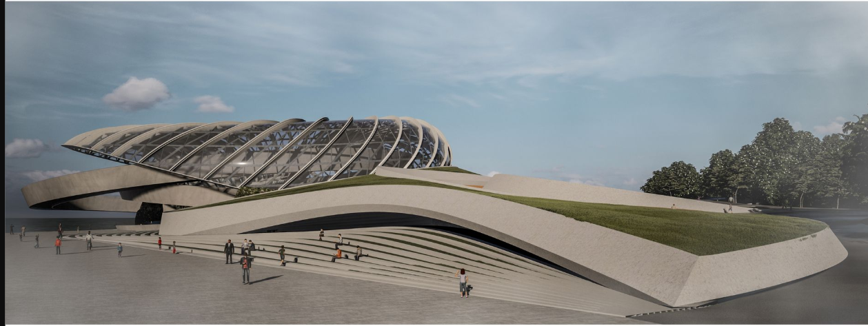 Architectural Elegance – A close-up look at the fluid design and intricate canopy structure.