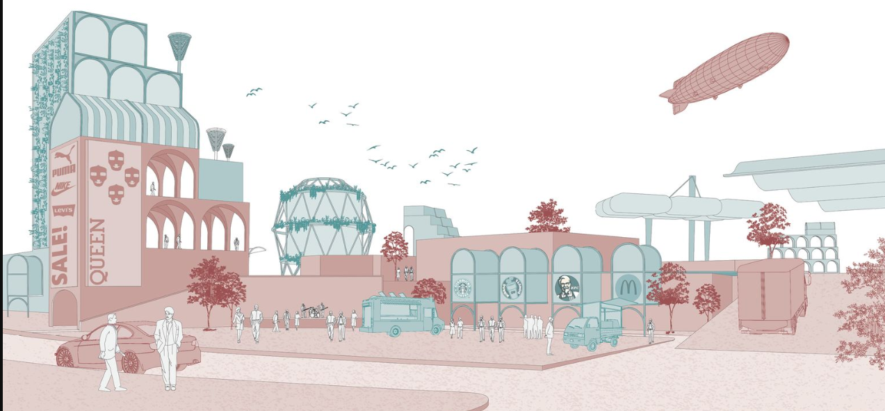 Futuristic Retail & Public Space – A reimagined commercial and public hub integrating green architecture and mixed-use spaces.