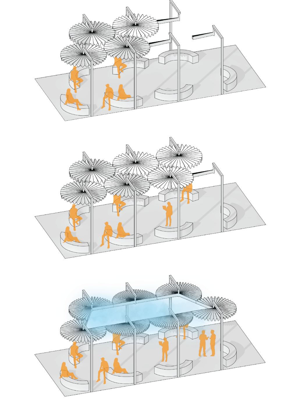 Multi-Functional Urban Furniture – Modular installations enhancing cityscapes with engaging, adaptable seating and shading designs.