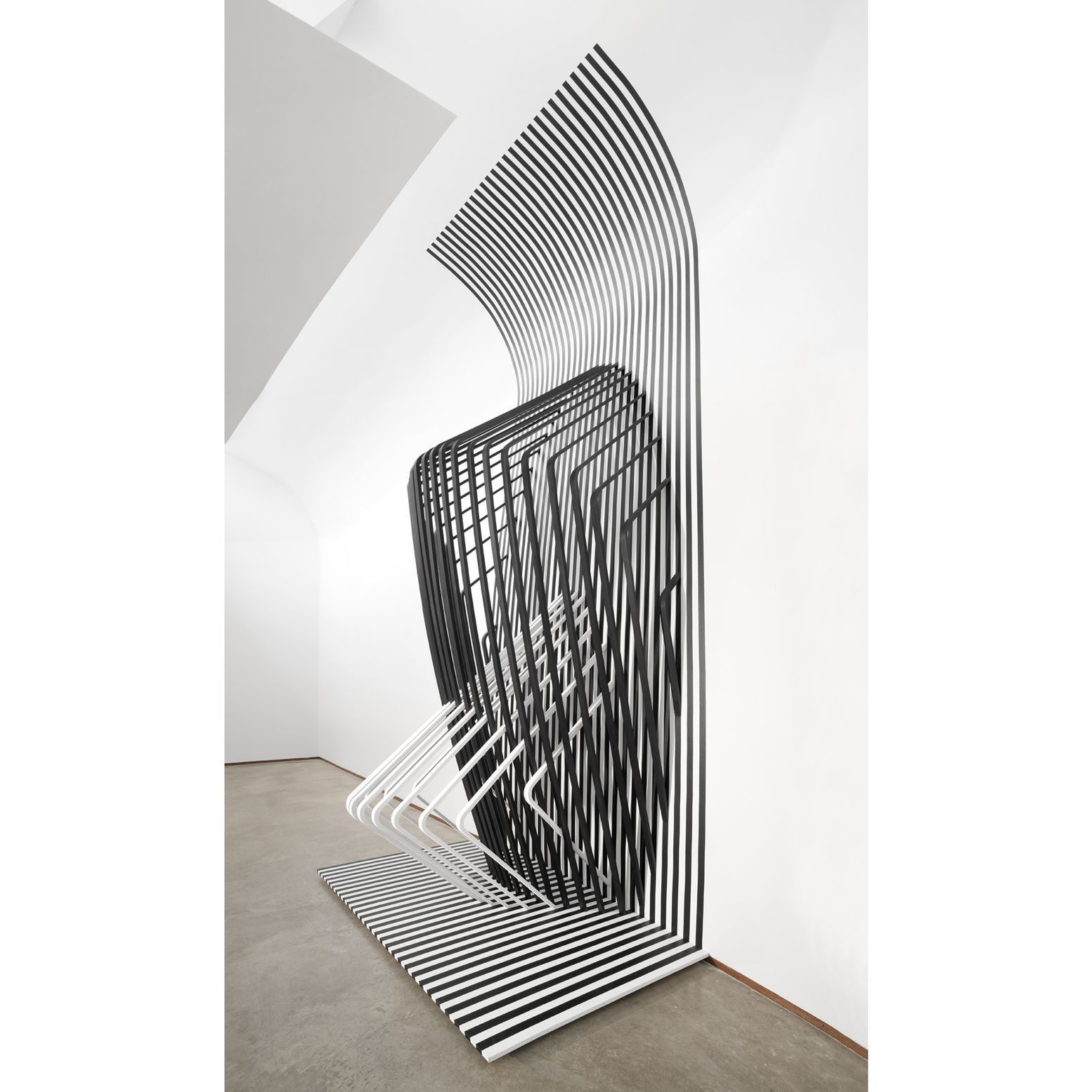 Curved Perception – Striped structures bending reality and challenging depth perception.