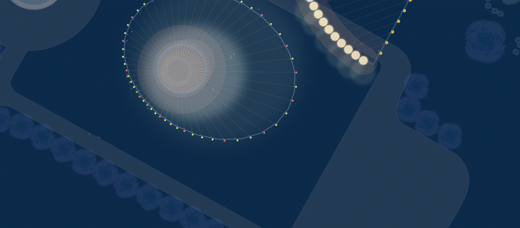 Aerial View of LIT! Project – A captivating nighttime view of the illuminated installations transforming the public park.