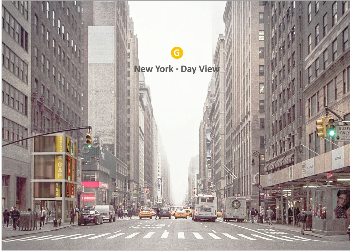 Smart City Integration – Concept rendering of The GAP system in a modern cityscape.