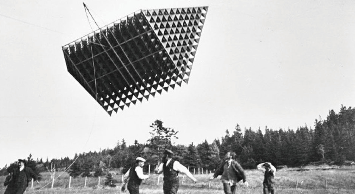 Historic Kite Experiment – Alexander Graham Bell’s tetrahedral kite influencing airborne structures.