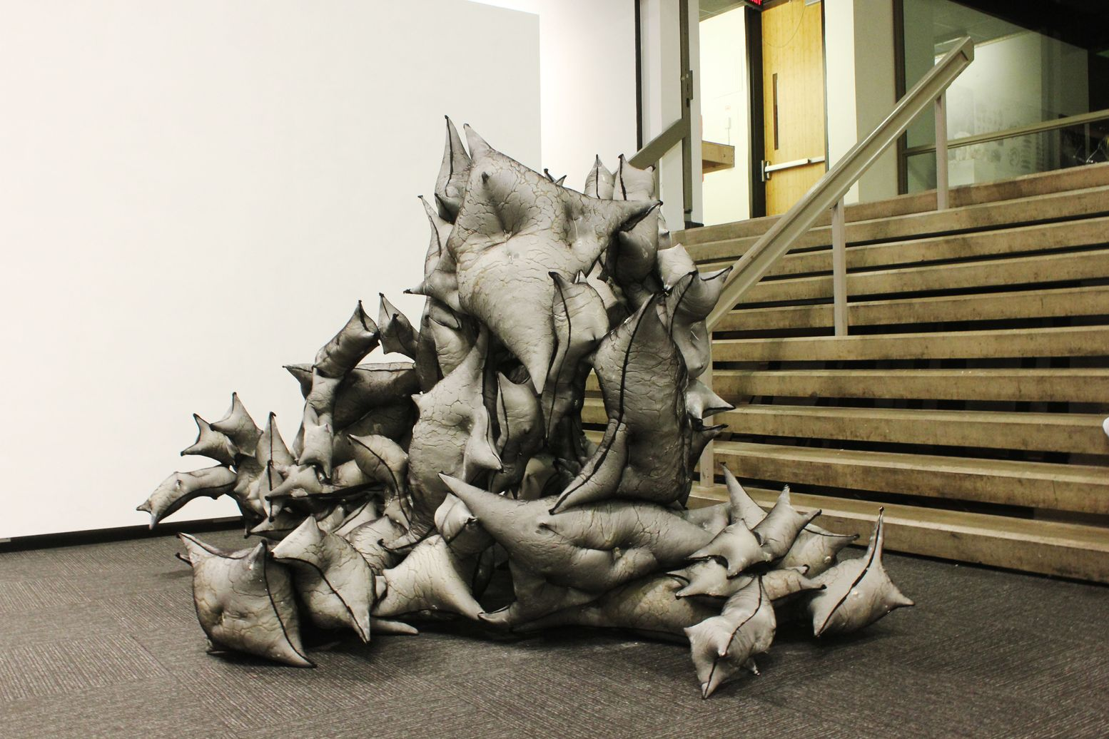 Sculptural Pavilion – The physical Timeout installation at an indoor exhibition.