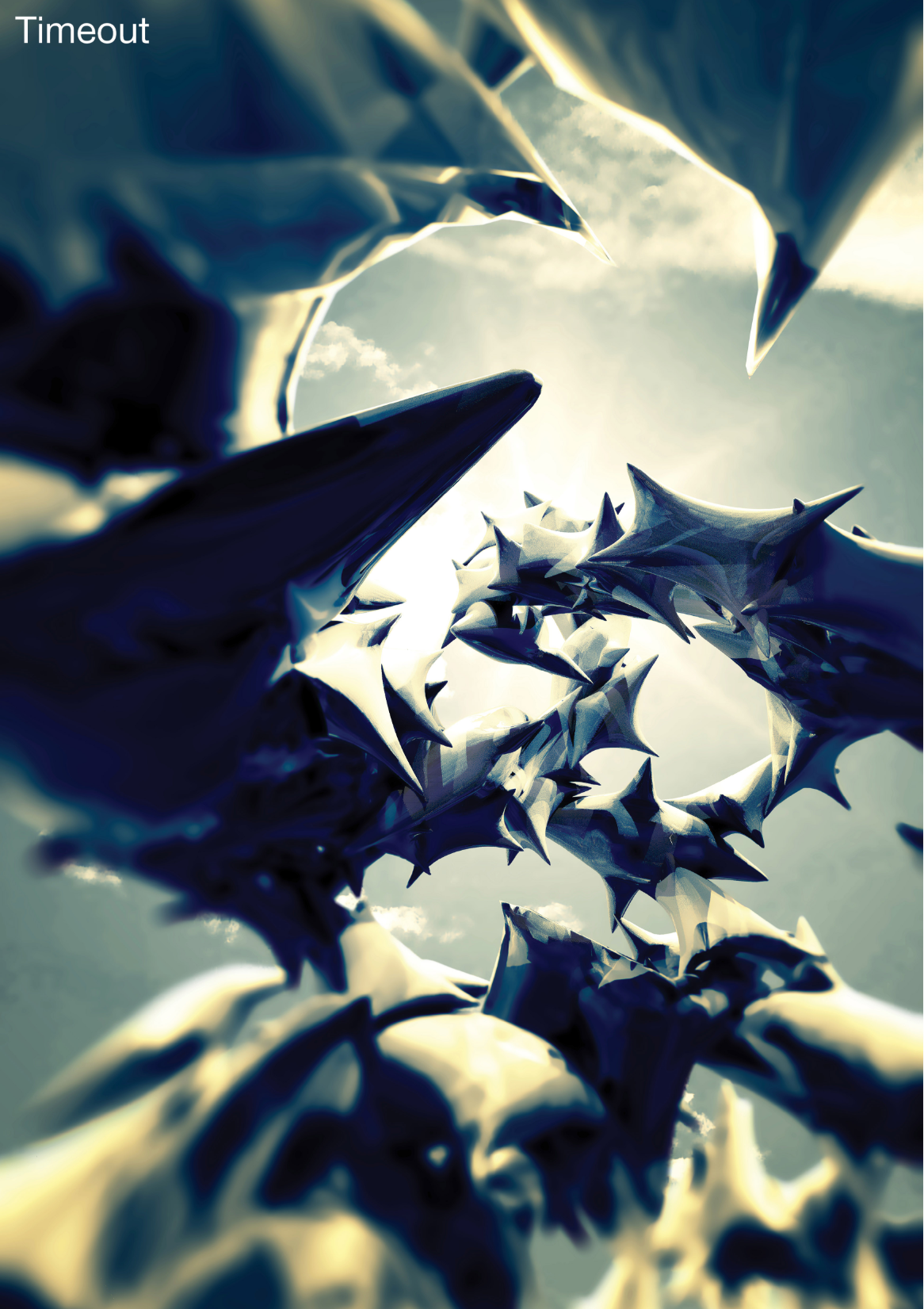 Skyward Motion – A digital visualization capturing the fluid, dynamic form of Timeout.