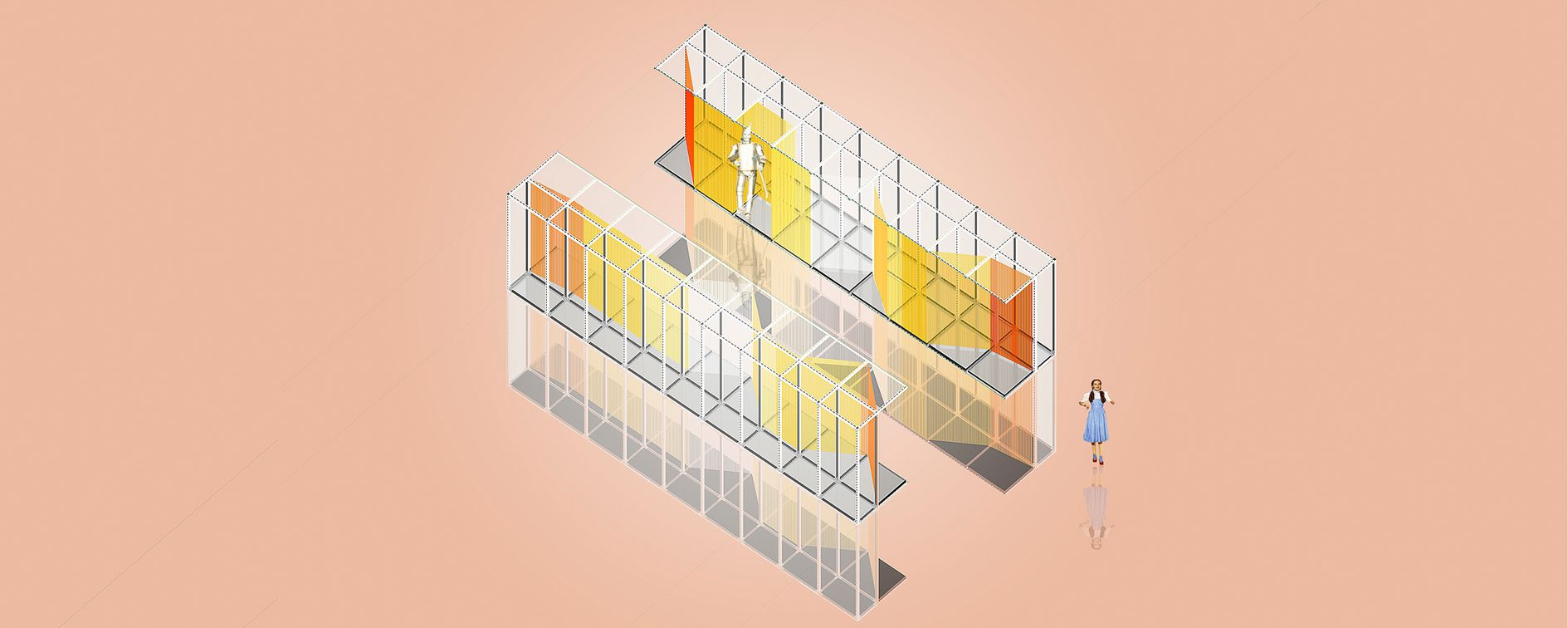 A conceptual rendering of interactive architecture, where light and form blend together to create an immersive spatial experience.