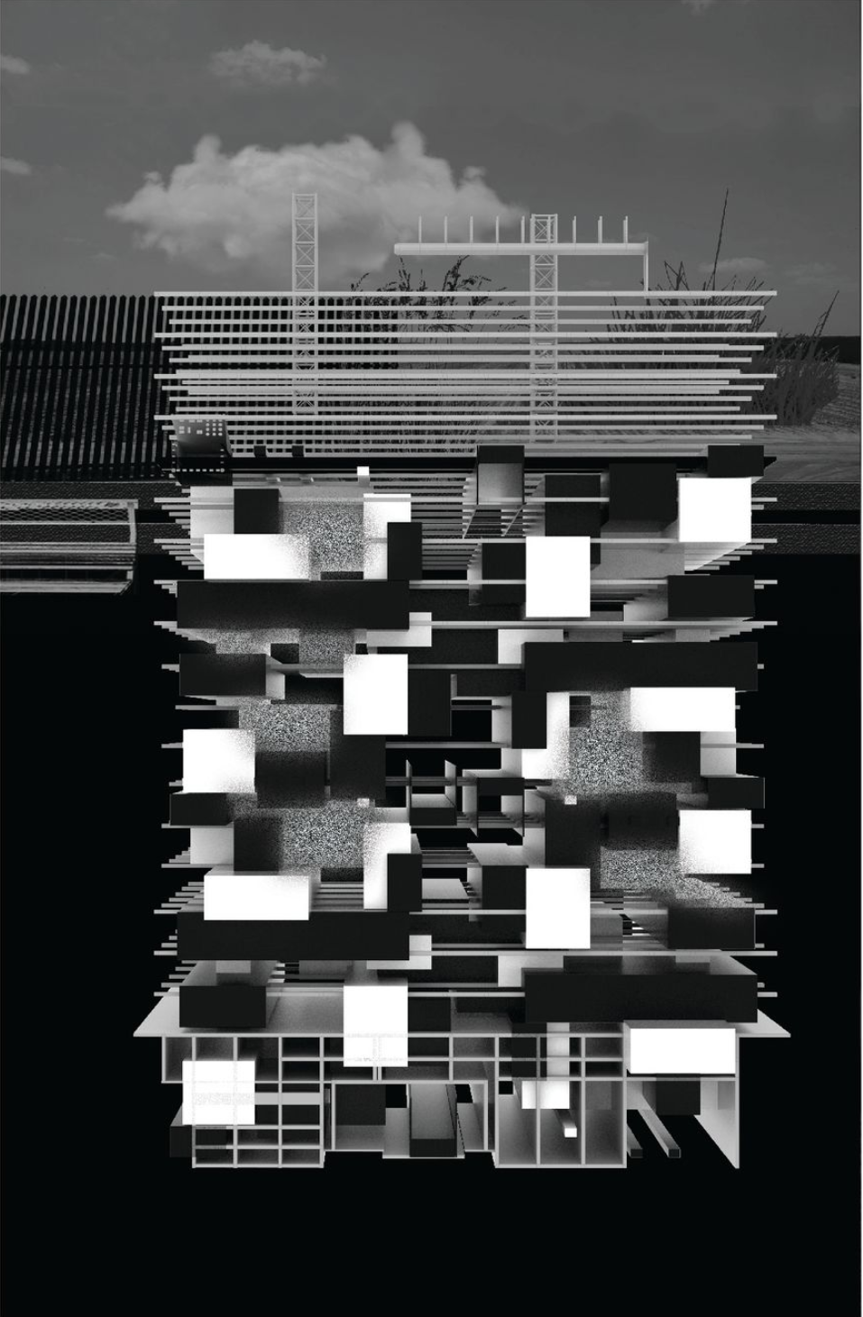 Architectural Abstraction – A deconstructed prison layout redefining the boundaries of digital confinement.