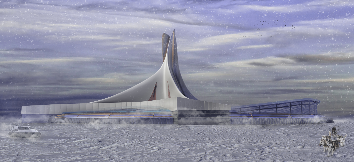 Arctic Habitat – A visionary, self-sustaining architectural marvel in the frozen wilderness.