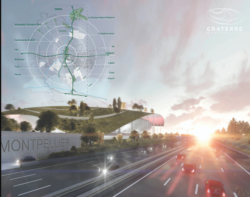 Urban Vision – The Craterre Montpellier stadium integrates seamlessly with the city’s green corridor