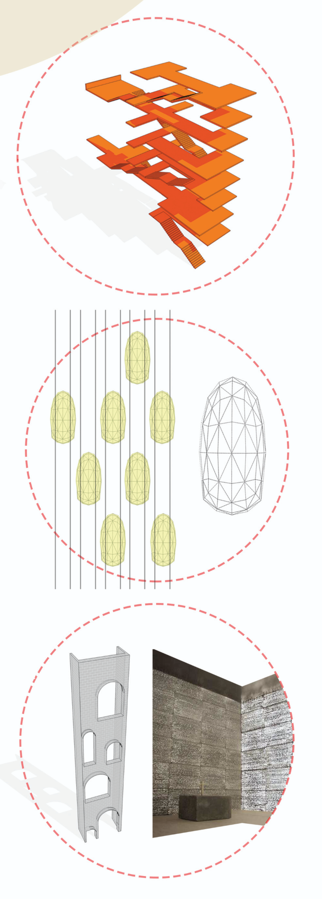 Structural Innovations in Facade Design – A breakdown of key architectural elements, including stair modules, facade patterns, and light-integrated materials.