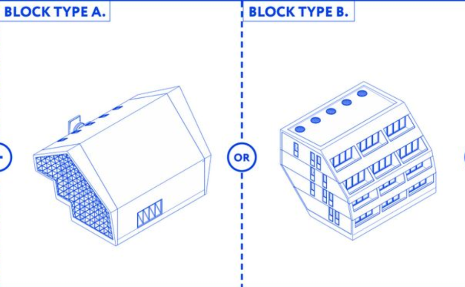 Block Type A & B – Versatile housing units designed for efficiency and adaptability in extreme climates.